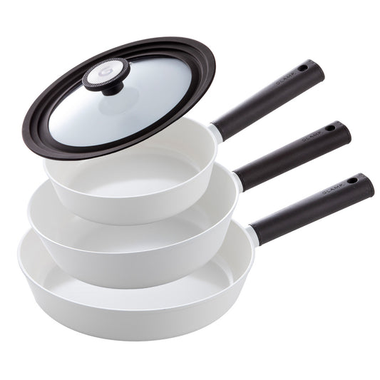 セラミックフライパン  4点セット 20cm 24cm深型 26cm 兼用フタ(22/24/26cm対応) IH&ガス火 対応 GLAMP. グランプ