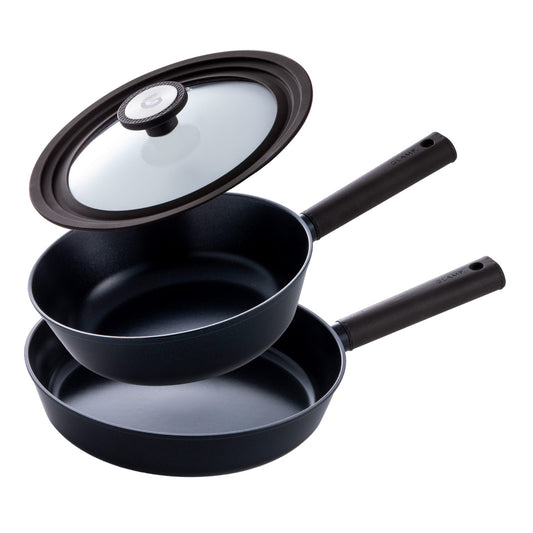 セラミックフライパン 3点セット 24cm深型 26cm 兼用フタ(22/24/26cm対応) IH&ガス火 対応 GLAMP. グランプ