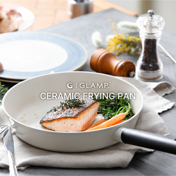 セラミックフライパン  4点セット 20cm 24cm深型 26cm 兼用フタ(22/24/26cm対応) IH&ガス火 対応 GLAMP. グランプ