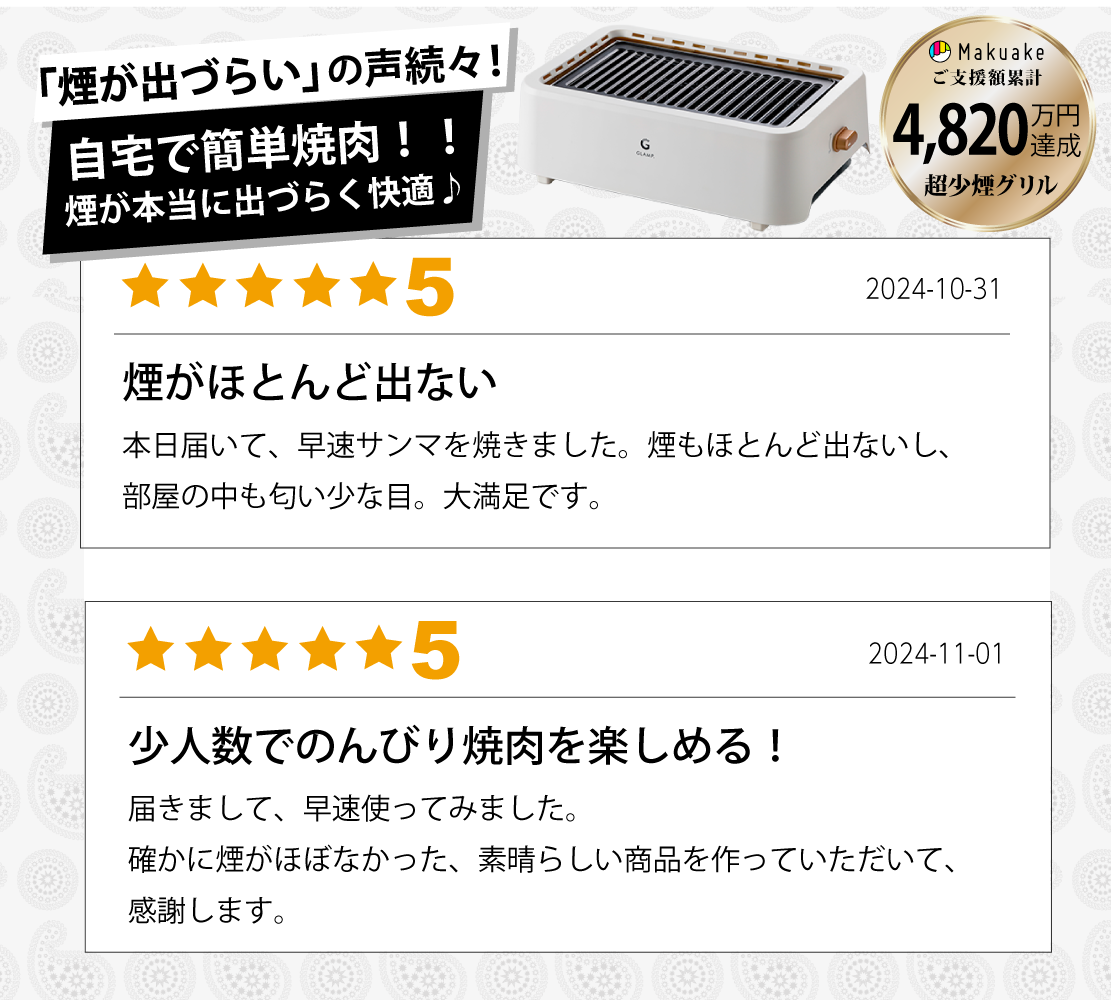 超少煙グリル ブラック ホワイト GLAMP グランプ 煙が少ない スモーク 超少煙グリル ブラック ホワイト GLAMP グランプ 煙が少ない スモーク